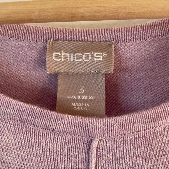 Chico’s Center Seam Lavender Pastel Spring Cotton Cashmere Blend Sweater 3 XL - Picture 4 of 6